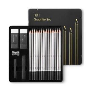 펜 씨 그림 그리기용 스케치 연필 19개 흑연 스틱 지우개 및 샤프너 스케치용 아트
