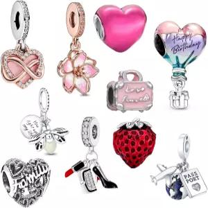 판도라 팔찌용 실버 스페이서 비드 참 10팩 특별 선물 독특한 디자인 핏 CZ 펜던트 세트 스타일 1