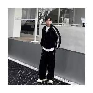 팬츠 남성 빈티지 봄 가을 긴팔세트 트레이닝 세트 후드 카디건 스트라이프 코디 KS1