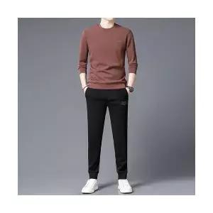 남성용 긴팔세트 가을 캐주얼 정장 라운드 얇은 긴팔 트렌디 바지 트레이닝 투피스 KS3