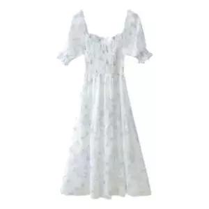 [SBD] 치마 꽃무늬 원피스 반팔 쉬폰 롱 여성 여름