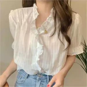 [SBD] 페미닌 프릴 레이스 셔츠 블라우스 여리여리 청순 반팔