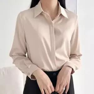 [SBD] 오피스룩 단추 실크 가려진 블라우스 새틴 하객룩