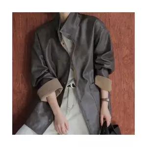 여성용 스트라이프 셔츠 가을 넥타이 긴팔 KS3