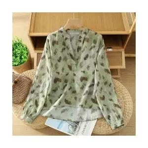 여성용 스트라이프 셔츠 춘추 긴팔 면 여 캐주얼 빅사이즈 상의 KS3