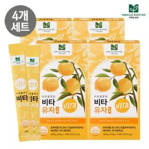 [본사공식] 미라클루틴 비타 유자 스틱 4박스 (20gx56포) /고흥유자 비타민C 유자차