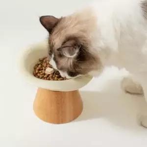 [반려] 받침 우드 1P 식세기 식기 밥그릇 고양이 높은형 보울