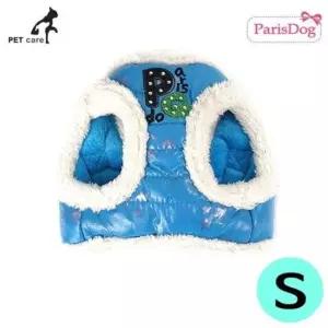 [반려] 리드줄 패리스독 블루 스타 하네스 패딩 S