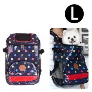 [반려] 강아지 이동가방 멀티도트 블루 앞가방 L