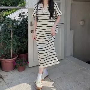 날씬해보이는 여름 스트라이프 원피스 롱원피스 니트
