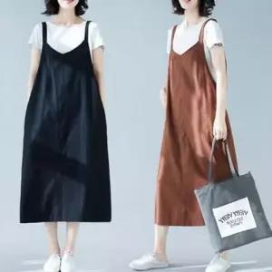 깔끔 베이직 점프수트 멜빵치마 데일리 네츄럴핏 2색