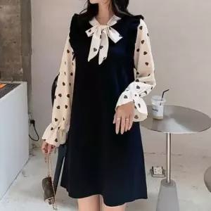 봄 하트 러블리 어깨 원피스 프릴 미니원피스 레이어