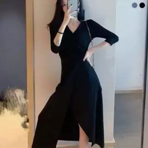 데이트룩 브이넥 꼬임 모던 여자롱원피스 원피스 직장