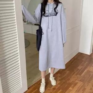 롱 편한 레터링 후드 원피스 데일리룩 데일리 기모원