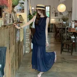 여성 여리 프릴 시스루 레이어드 스타일 원피스