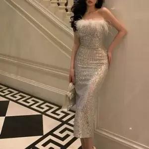 깃털 나시원피스 슬림 원피스 탑 스팽글 끈나시 클럽