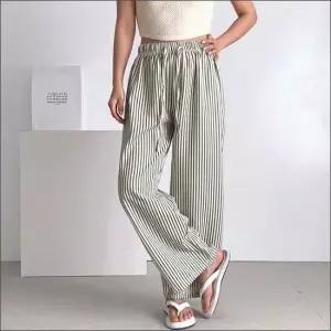 5컬러 편한 여자 팬츠 스트라이프 허리밴딩 일자핏 통바지