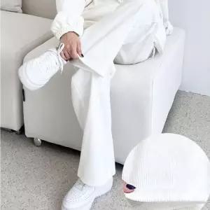 겨울철 데일리팬츠 여성 골덴 와이드 팬츠 고무줄바지