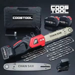 COOSTOOL 전기톱 전동 무선 체인 기계 나무 자르는 미니 충전 30cm