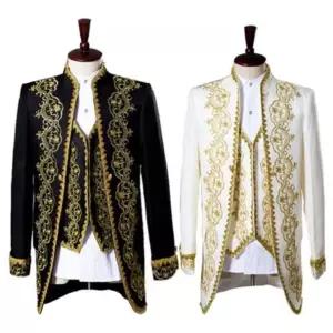 중세시대 남성 의상 화이트 복장 르네상스 코스튬 치어리더 남자옷 코스프레 공연복 상하세트