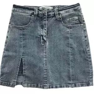 A라인 청치마 데님 하이웨이스트 슬릿 스커트