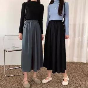 편한 긴 밴딩 면치마 여자 고무줄 롱치마 스커트