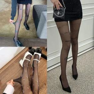 시티컬블랙스타킹 프린팅 나비 여성 검정 꽃 시티