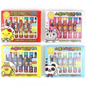 스탬프 싸인펜 7색 4개세트 도장 사인펜