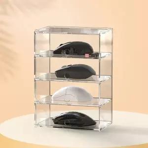 마우스 진열대 아크릴 전시대 수납함 먼지방지 다층 홑겹 받침대 도어 키보드 플레이트