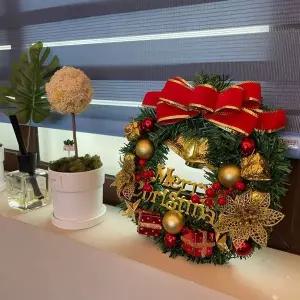 크리스마스 레드리본 오너먼트 리스