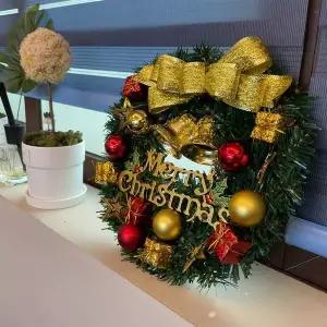 크리스마스 골드리본 오너먼트 리스