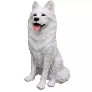 대형 강아지 모형 실물 소품 정원 인형 럭셔리 사모예드