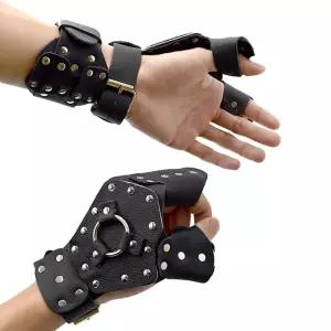 낚시장갑 야외 슈팅 낚시 핸드 가드 손목 밴드 슬링샷 암가드 슈트 PU 가죽 고무 스틸 시트 릴 + 다트 핸드