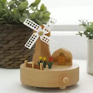 ksr 회전 풍차 우드 오르골