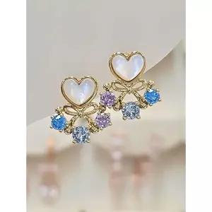 [셀러허브 1]볼라레 세이브존03 볼라레 자개하트 블루가든 은침귀걸이 AQSSS1921A (47925167)