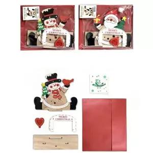 인테리어장식세트 성탄절 선물 2개 우드형 눈사람조립카드