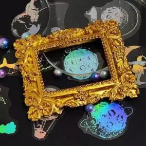 [문구] 다이어리 꾸미기 스티커 PET 반투명 별빛 홀로그램 우주 디자인