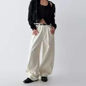 여자 로우라이즈 커브팬츠 루즈핏 럴룬 와이드 면바지