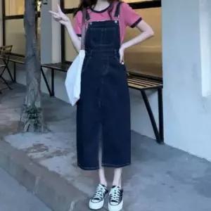 스티치 진데님 내추럴 여름원피스 바캉스룩 멜빵원피