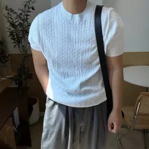 [프리오]린넨 꽈배기 머슬핏 워셔블 반팔 니트 8Color