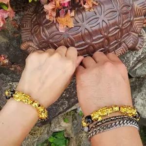 재물운 불교 흑요석 육자진언 황금 비휴팔찌