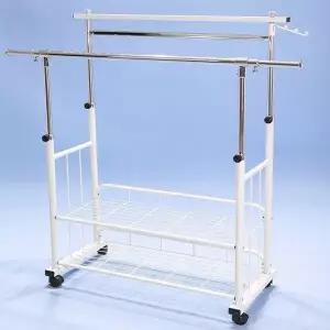 높이조절 파이프 옷걸이 정리 수납 철제 2단 행거