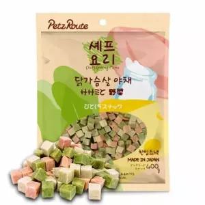 강아지 저지방 한입 간식 닭가슴살 야채 400g 1P 트릿 강아지한입간식