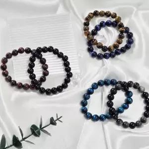 남성 여성 염주 금전 운수대통 컬러 호안석 행운 팔찌