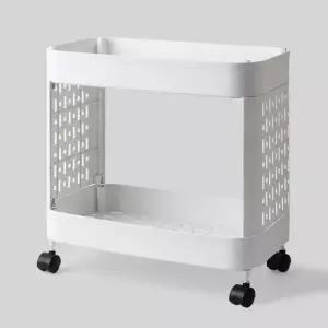 [무료배송] 이동이 쉬운 화이트 와이드 틈새선반 2단