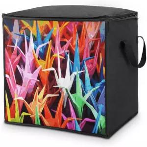 지퍼가 달린 종이학 보관 가방 및 손잡이 초대형 침구 이불 접이식 담요 옷장 정리함용 천 이동 70L