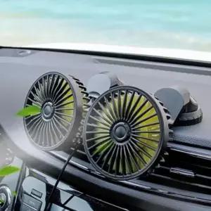 (선택 차량 USB트윈선풍기)차량용 USB 듀얼팬 차량용선풍기 각도조절 5엽날개 양방향 차풍기