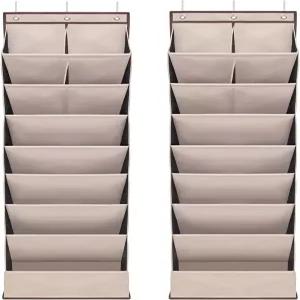 10개의 엑스트라 라지 포켓이 있는 도어 슈 정리함 23켤레 신발 대용량 걸이식 보관 기저귀 베이지 8겹 2팩