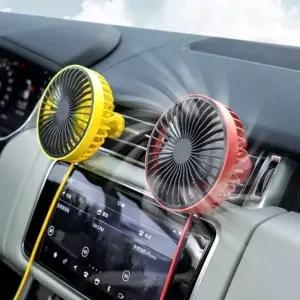 USB 3단계 바람세기 미니 LED선풍기 차량용 송풍구 LED 무드등 선풍기