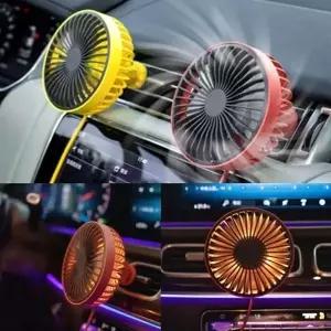 (옵션 색상랜덤)차량용 에어 써큘레이터자동차 송풍구형 LED 선풍기 조명카팬 각도조절 차량선풍기 -DM